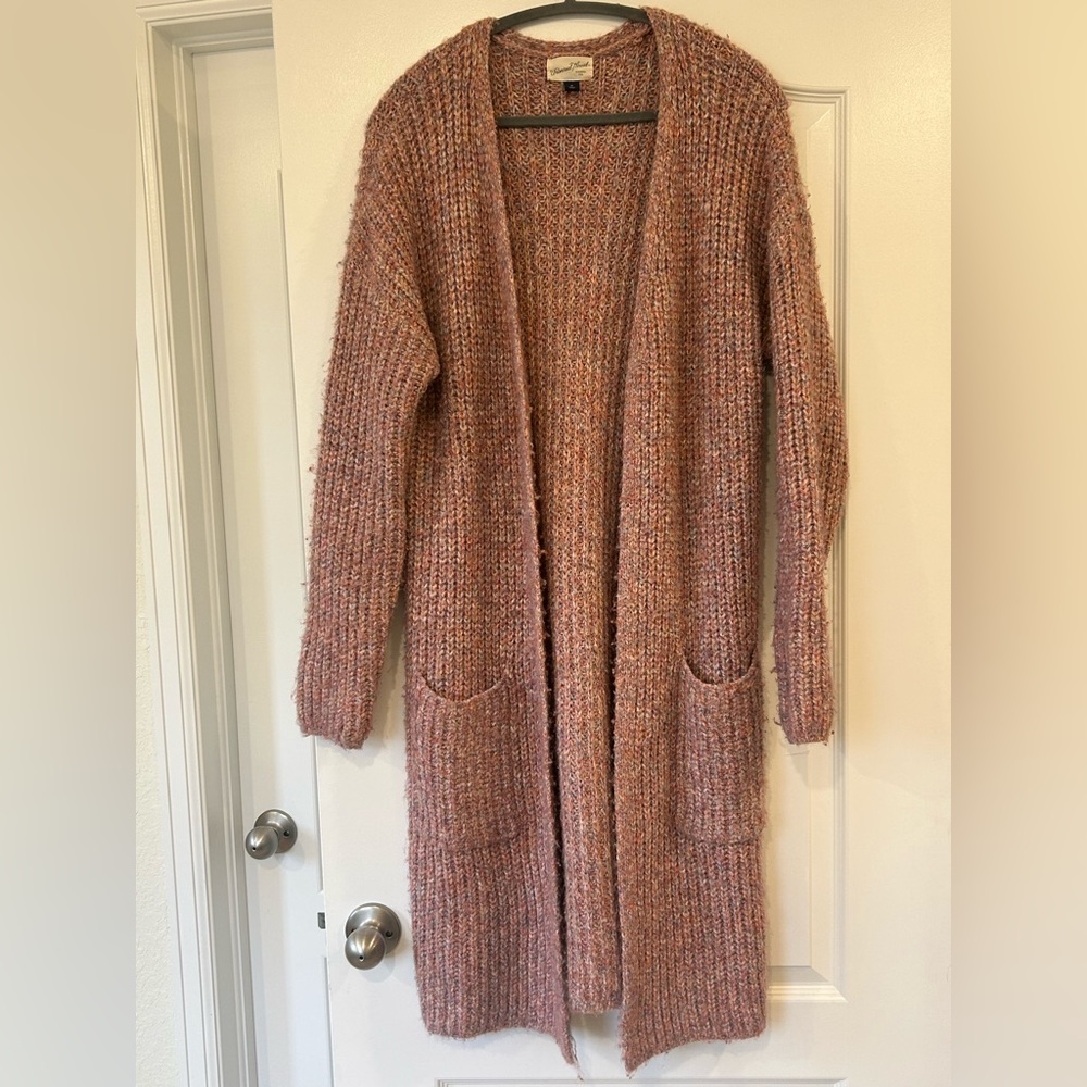 Euc Universal Thread Pink Multicolored Duster Lon… - image 1